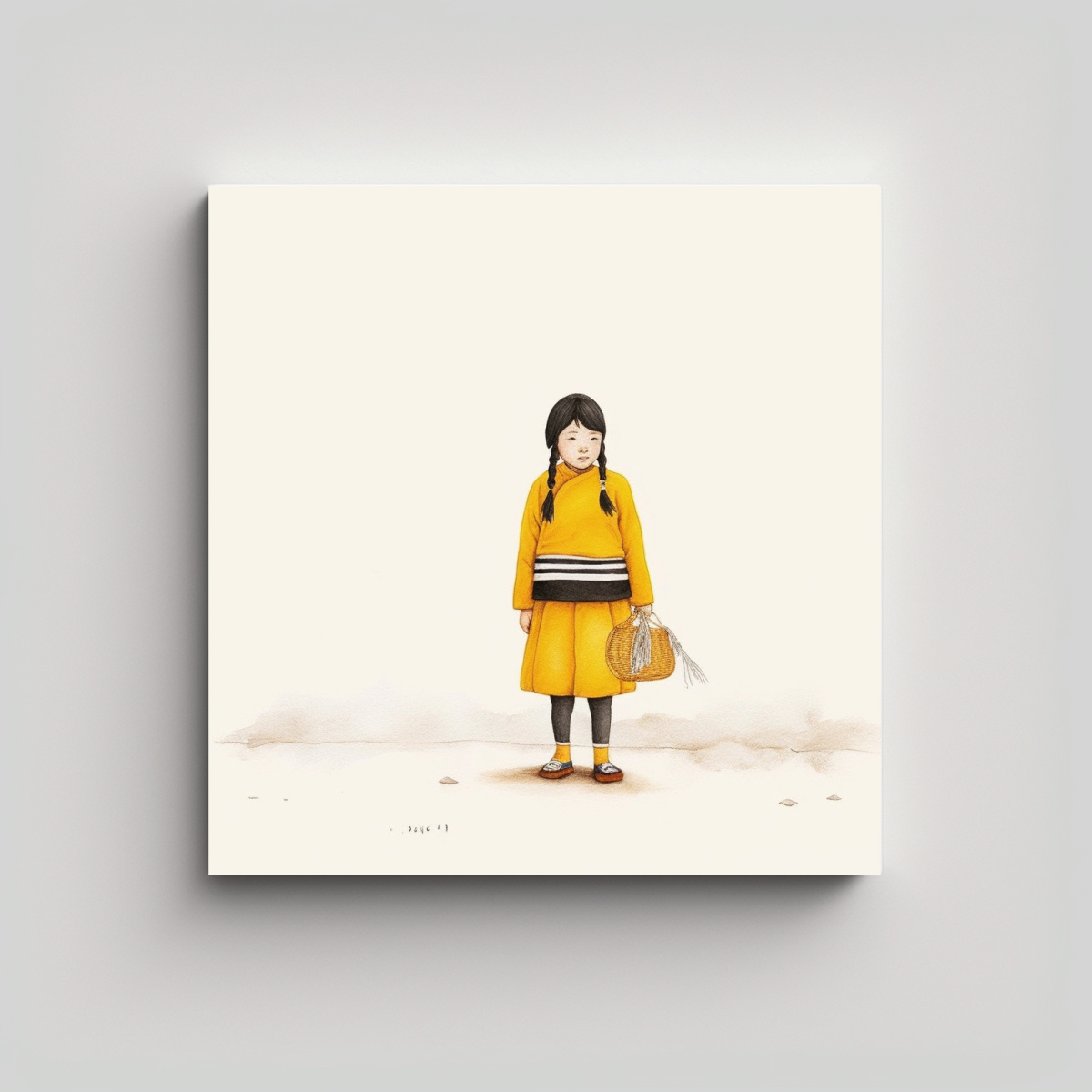CUADRO EN BASTIDOR: CHICA HMONG EN ARMONÍA DE 80X80 CM - 1