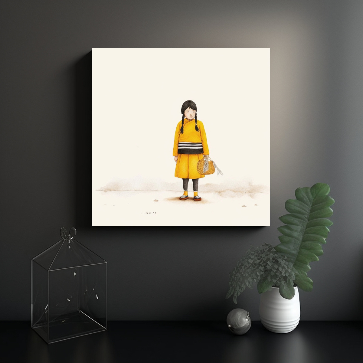 CUADRO EN BASTIDOR: CHICA HMONG EN ARMONÍA DE 80X80 CM - 2