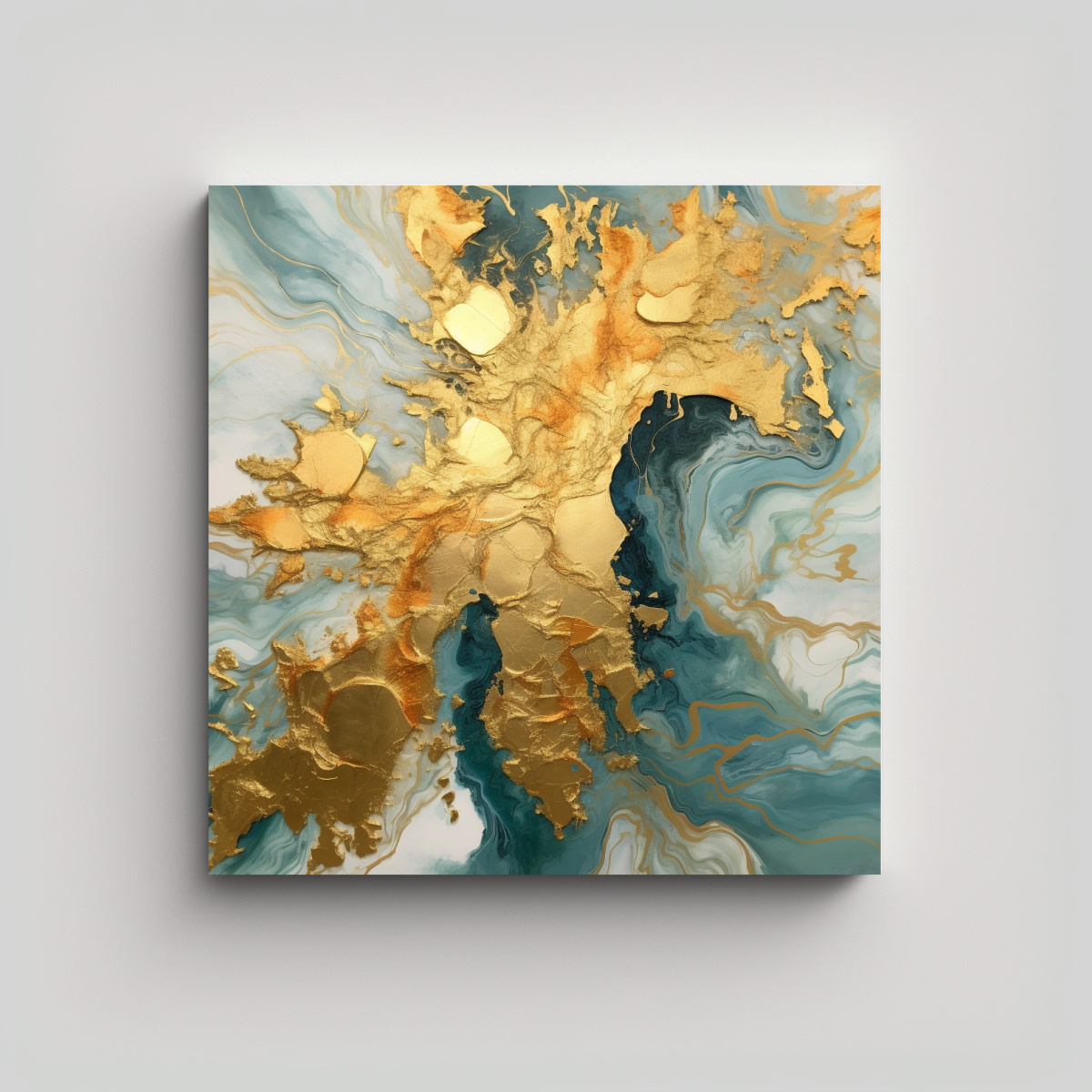 PINTURA ACRÍLICA EN LIENZO A TODO COLOR CON HOJA 60X60 CM - 1