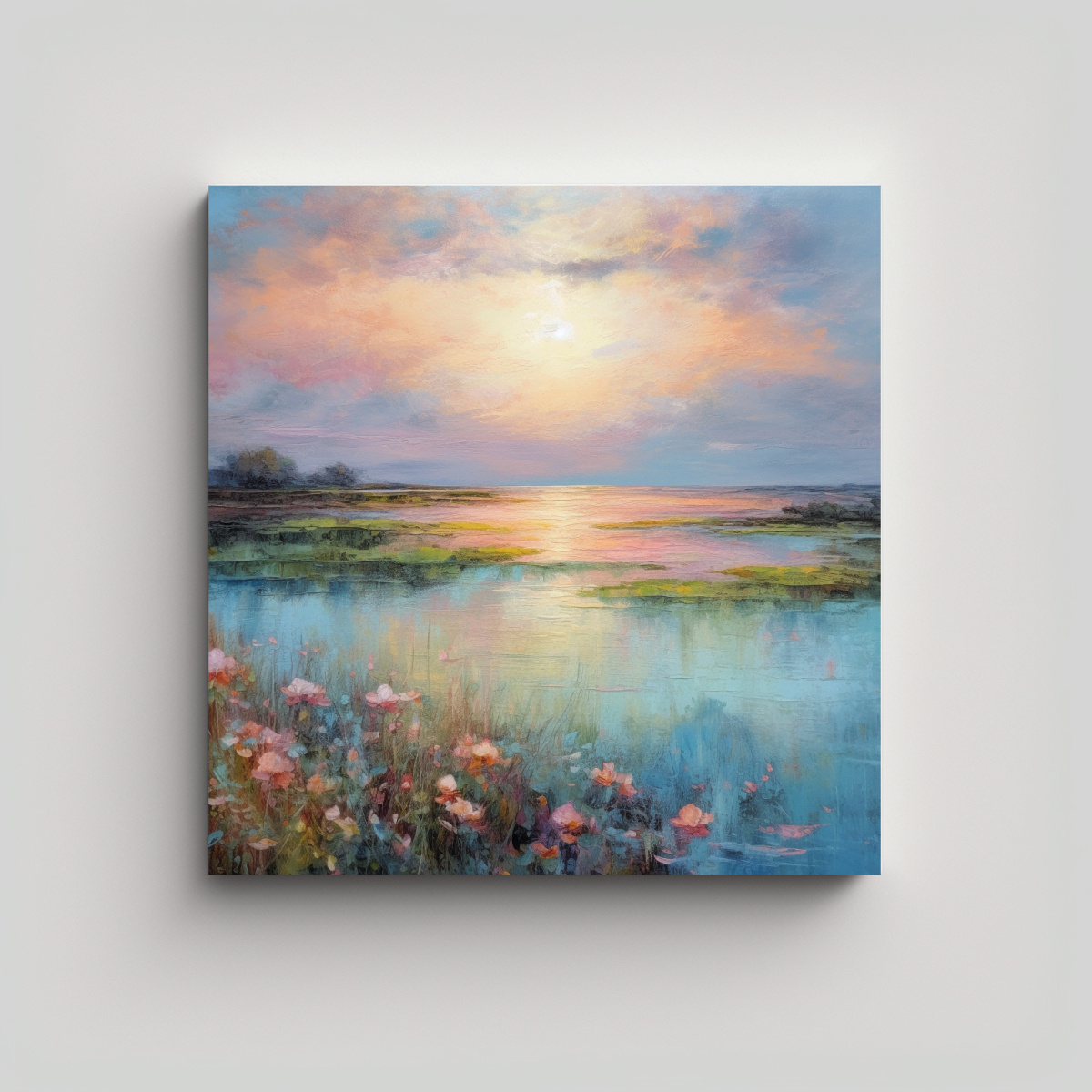 CUADRO MARINO PAISAJE MAR EN LIENZO, EXPRESIÓN 70X70 CM - 1