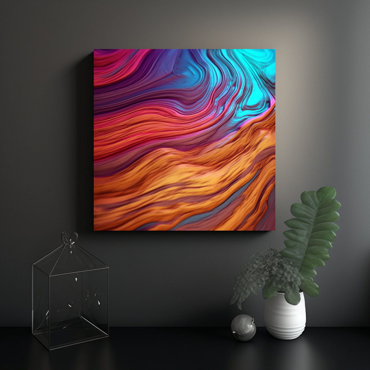 CUADROS MODERNOS DE AMBIENTE DIGITAL: LIENZO CON 70X70 CM - 2