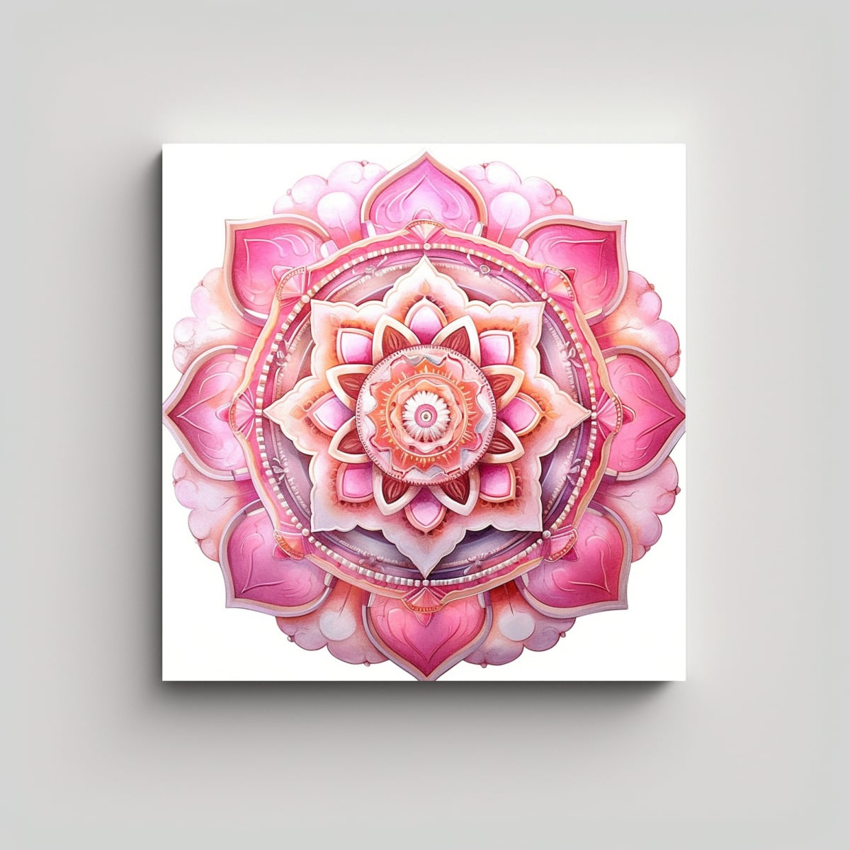 CUADRO HERMOSO MANDALA ROSA CRISTAL IMPACTO VISUAL 30X30 CM - 1