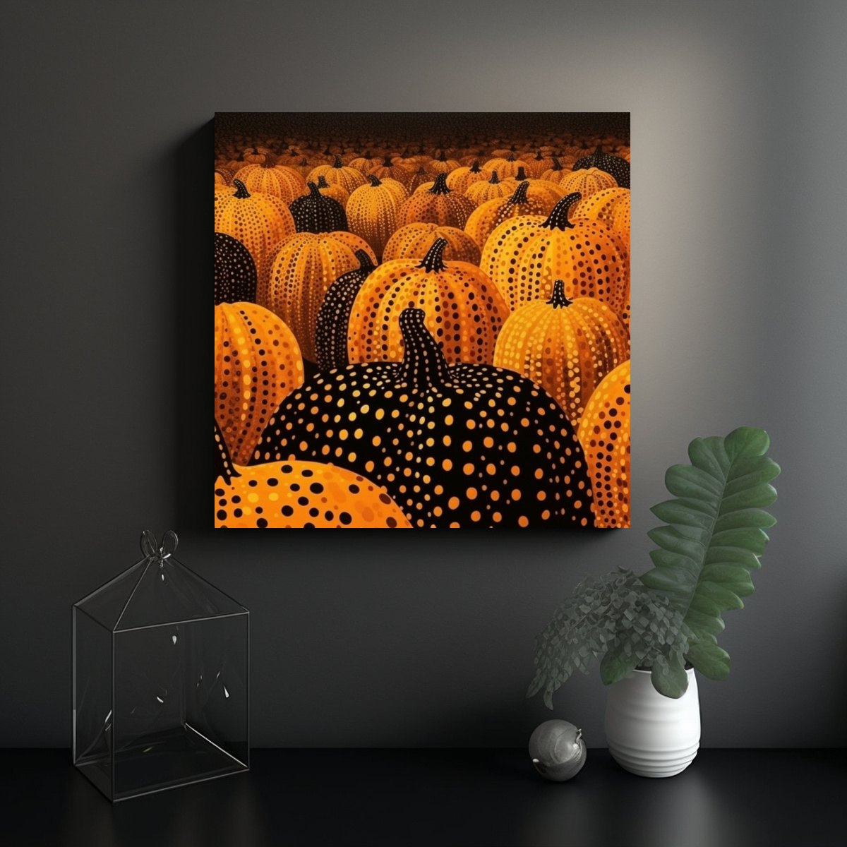 PINTURAS DECORATIVAS CON MOTIVOS DE CALABAZAS DE 100X100 CM - 2