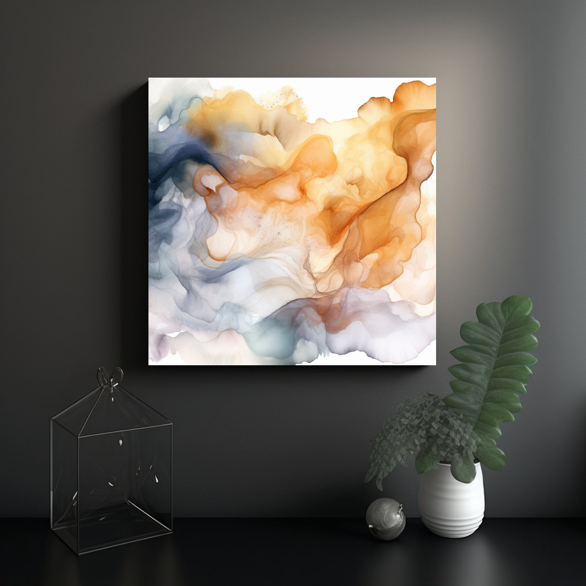 CUADRO DECORATIVO ABSTRACTO EN ACUARELA CON FORMA 20X20 CM - 2