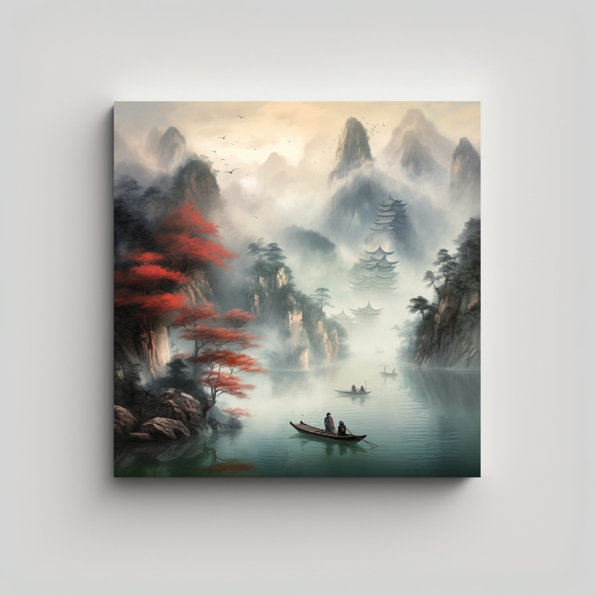 PINTURA PAISAJE CHINO CONTRASTA CON BELLEZA DE LA 50X50 CM - 1