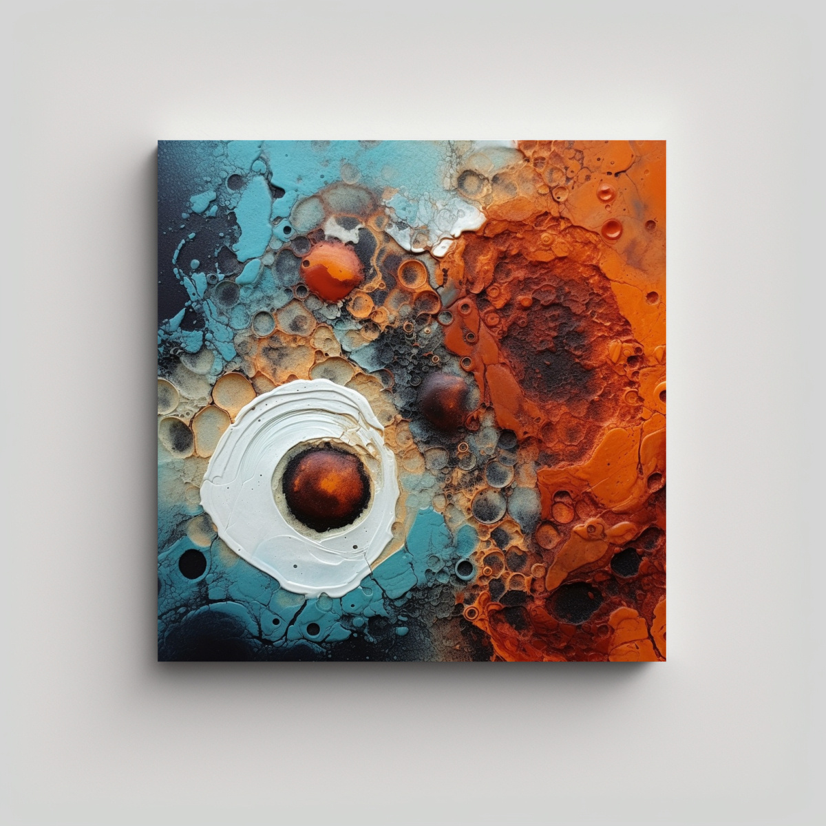 PINTURA ABSTRACTA EN TELA EFECTO VISUAL MODERNO 100X100 CM - 1