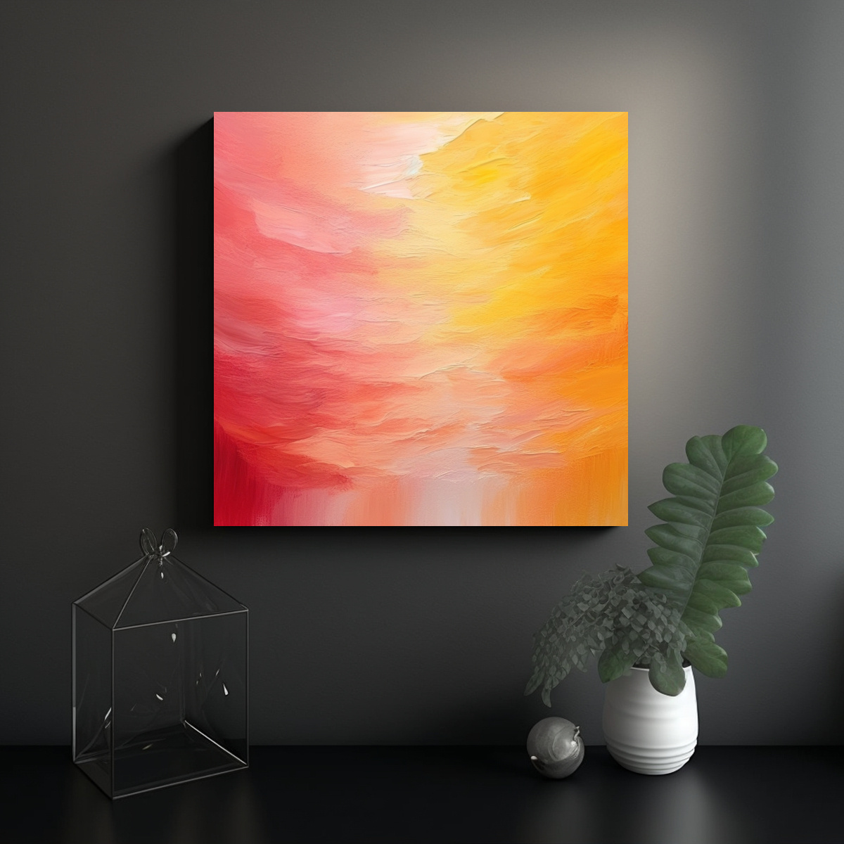 PINTURA AL ÓLEO SIMÉTRICA EN LIENZO CON DISEÑO 30X30 CM - 2