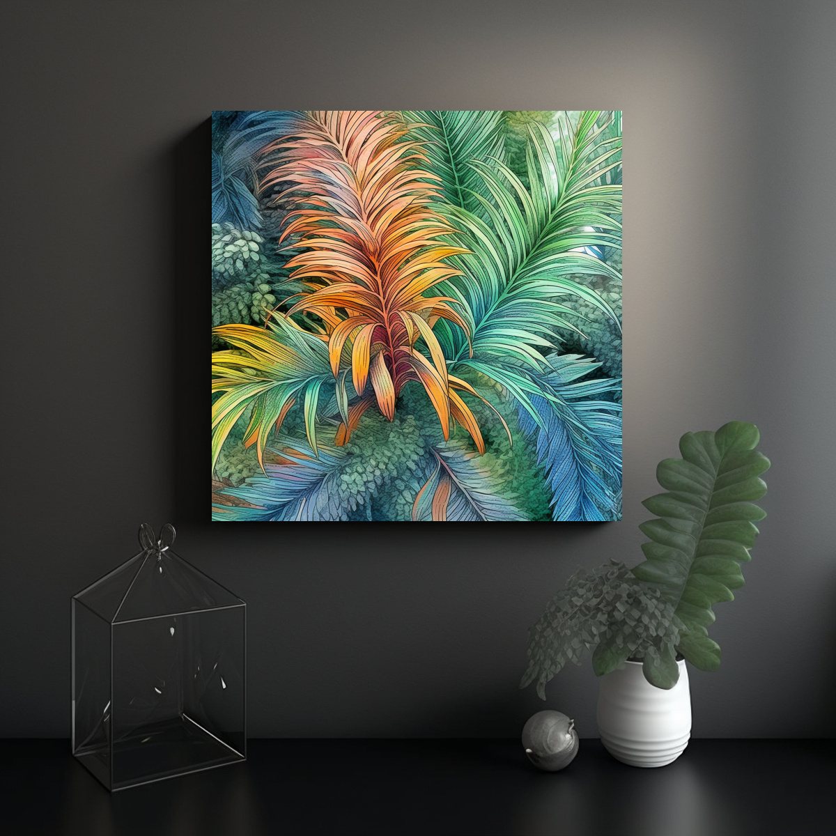 TELA EN BASTIDOR ABSTRACTO CYCAS REVOLUTA VARIOS 20X20 CM - 2