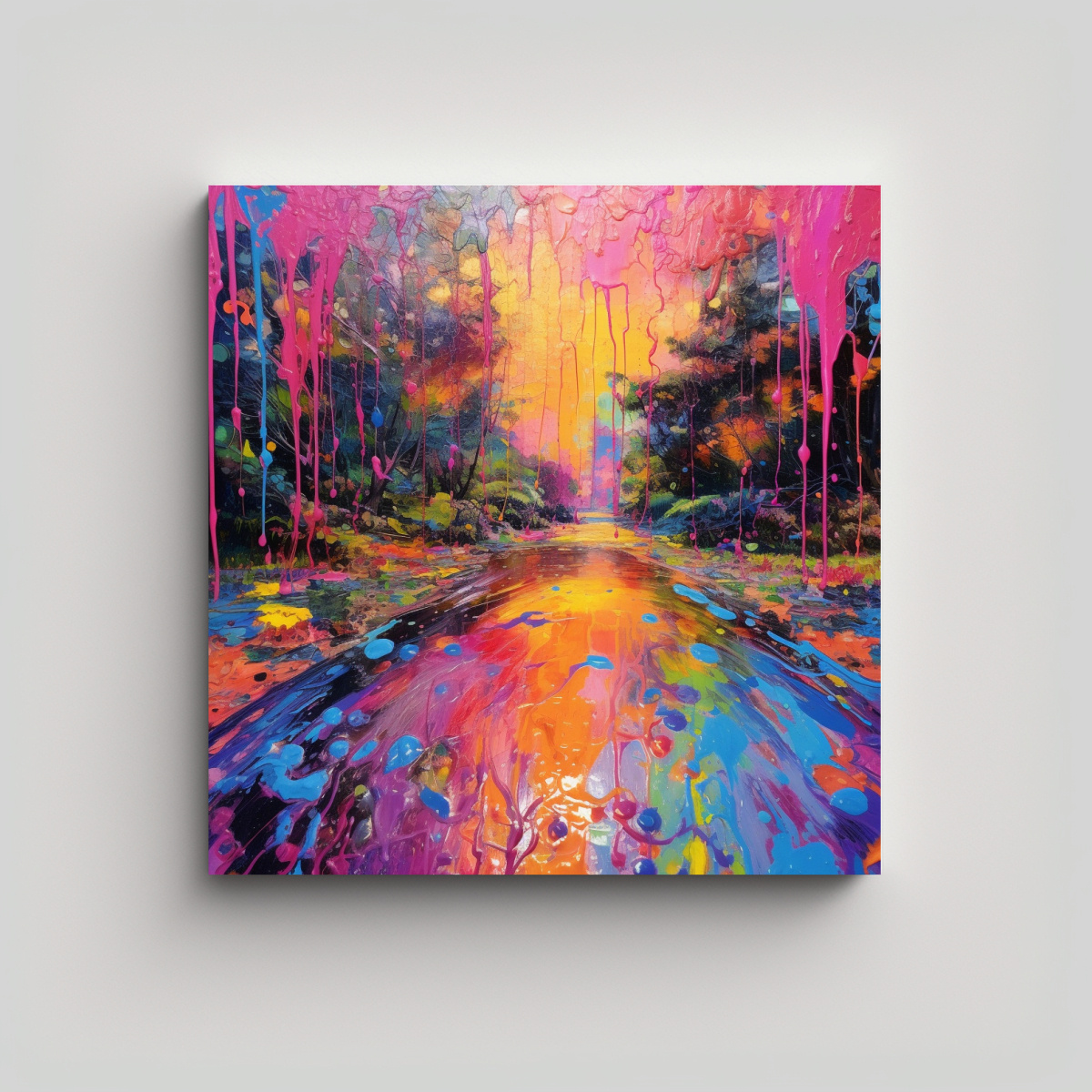 PINTURA DECORATIVA DE INSPIRACIÓN PSICODÉLICA: 50X50 CM - 1