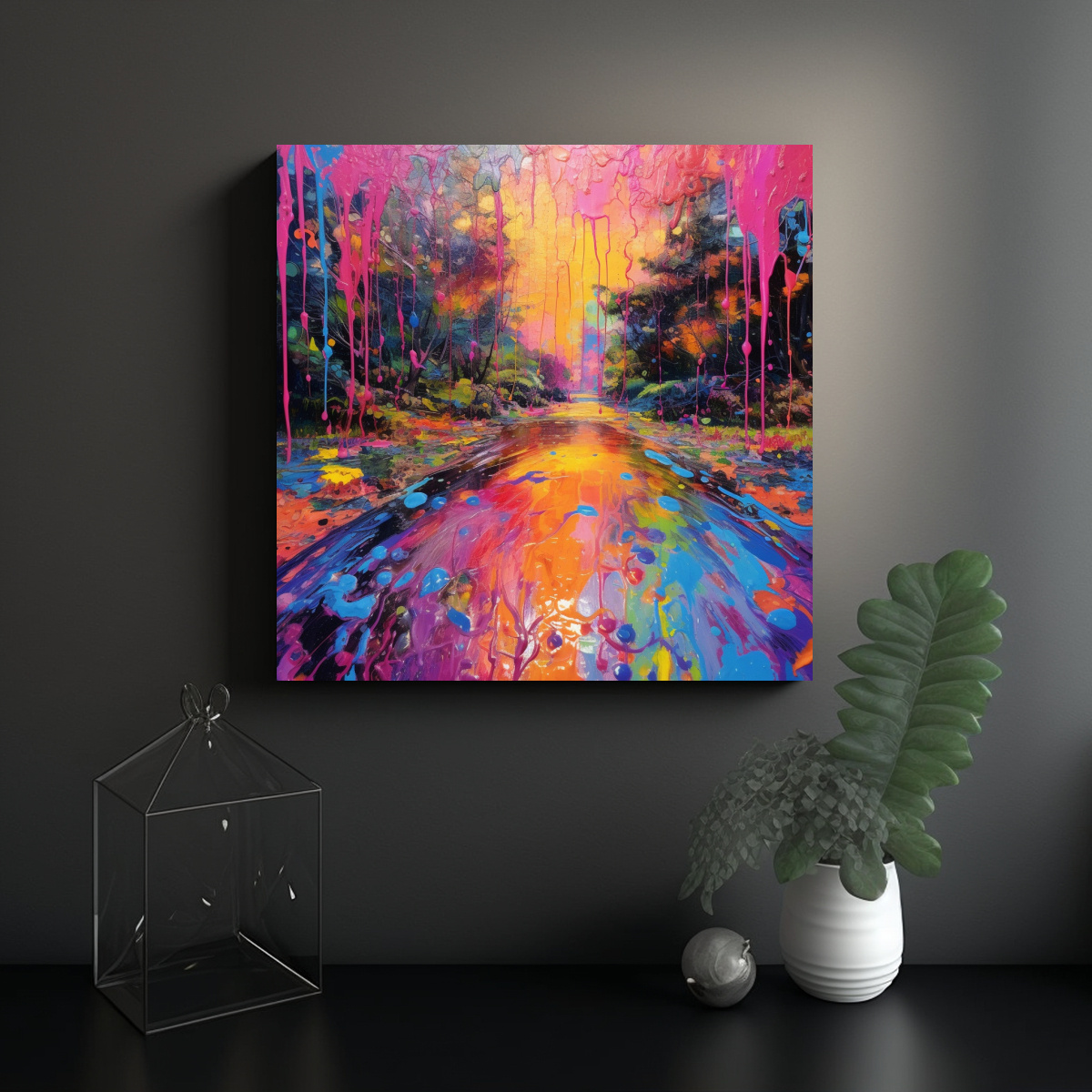 PINTURA DECORATIVA DE INSPIRACIÓN PSICODÉLICA: 50X50 CM - 2