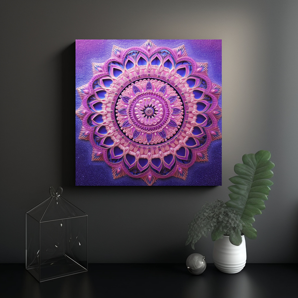 INSPIRACIÓN MANDALA ROSA Y MORADA PARA 80X80 CM - 2