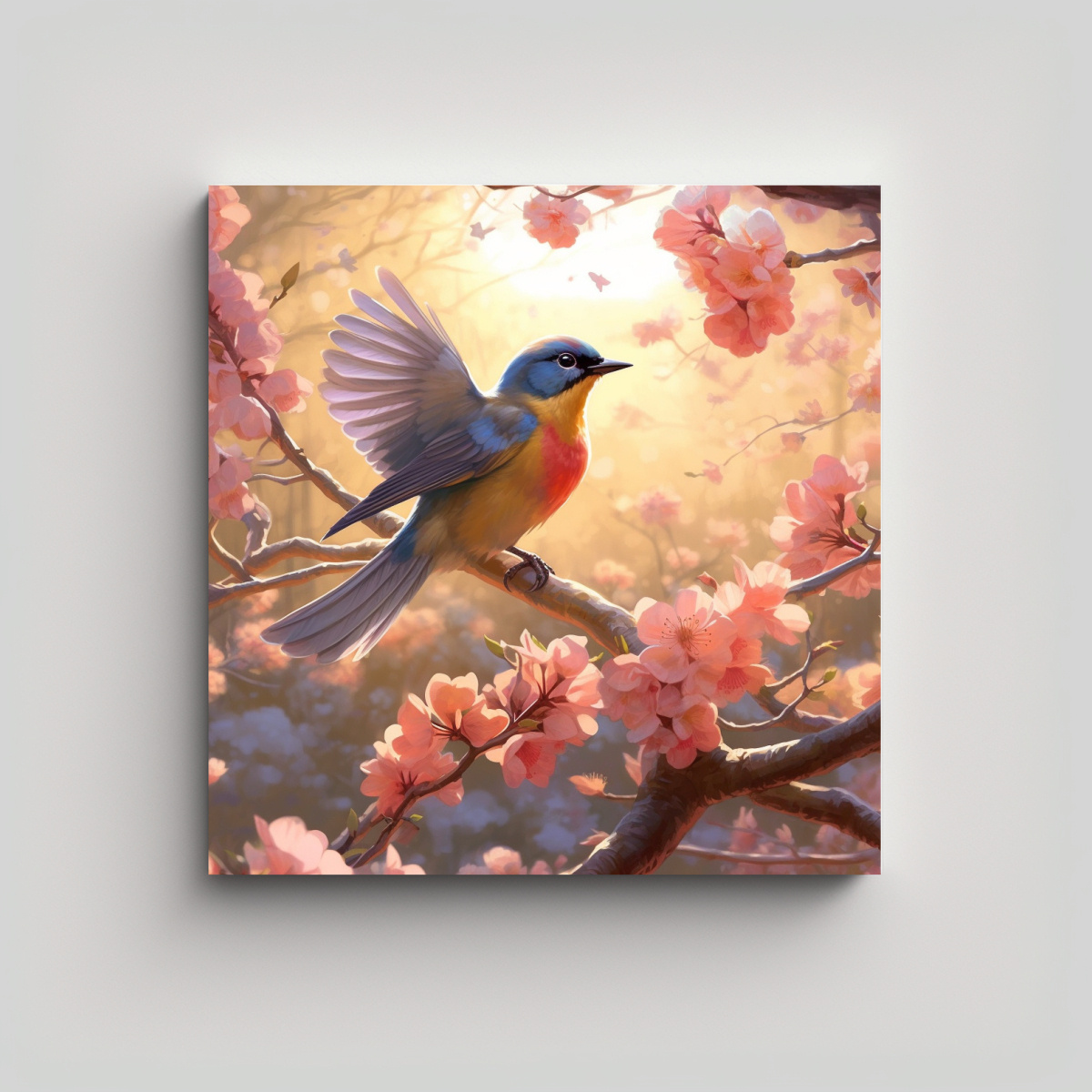 CUADRO ACUARELA: NATURALEZA LIBRE, PÁJAROS 60X60 CM - 1