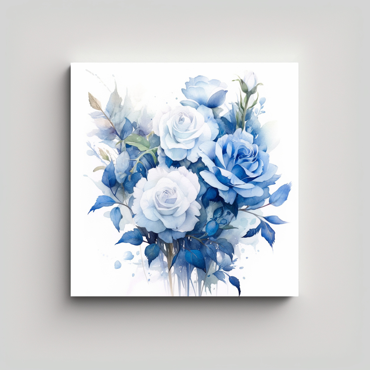 CUADRO COLORES CULTURAR: RAMO ROSAS AZULES SOBRE 20X20 CM - 1