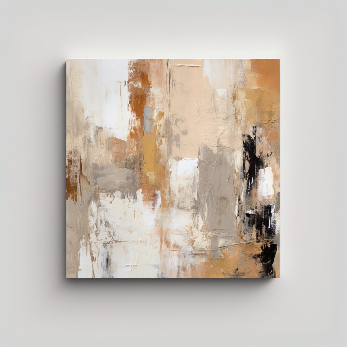 CUADRO EN BASTIDOR: ARTE ABSTRACTO NEUTRAL Y 70X70 CM - 1
