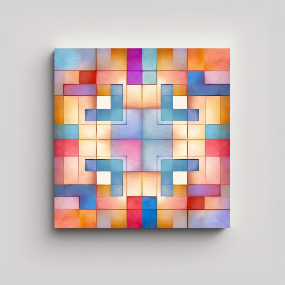 PINTURA DECORATIVA ABSTRACTA EN LIENZO CON 60X60 CM - 1