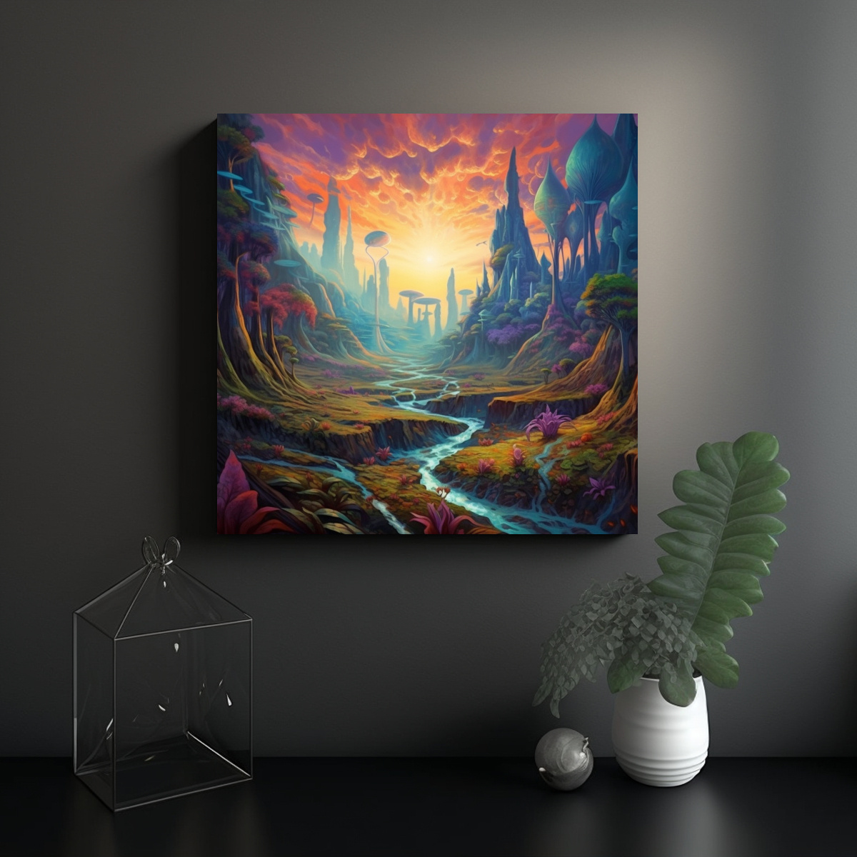 PINTURAS DECORATIVAS EN ESTILO UTÓPICO: PAISAJES 60X60 CM - 2