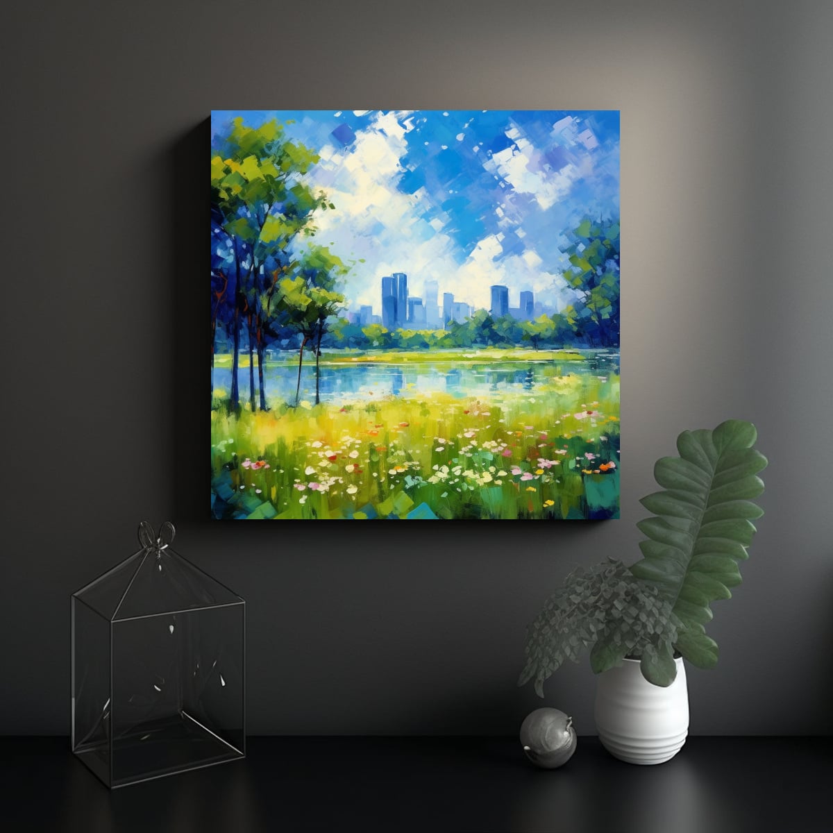 CUADRO DECORATIVO EQUILIBRIO CIELO AZUL, NUBES 60X60 CM - 2