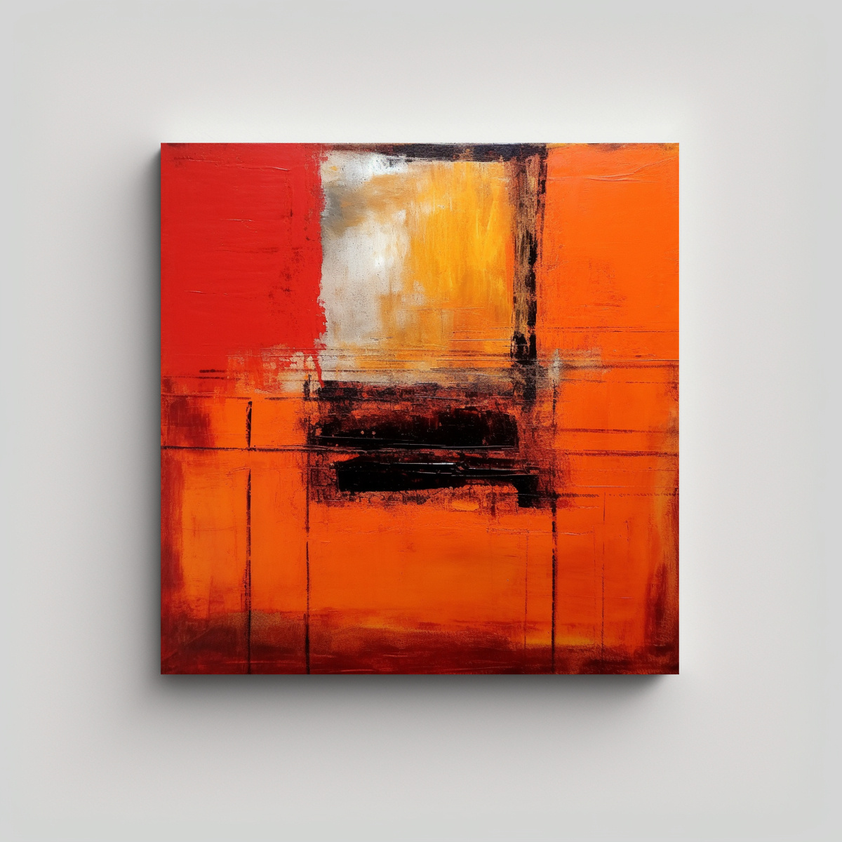 CUADROS DECORATIVOS ABSTRACTOS EN TONOS NARANJA Y 80X80 CM - 1