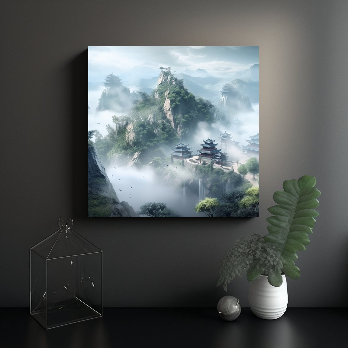 PAISAJES CHINOS DE MONTAÑAS Y RÍOS EN 60X60 CM - 2