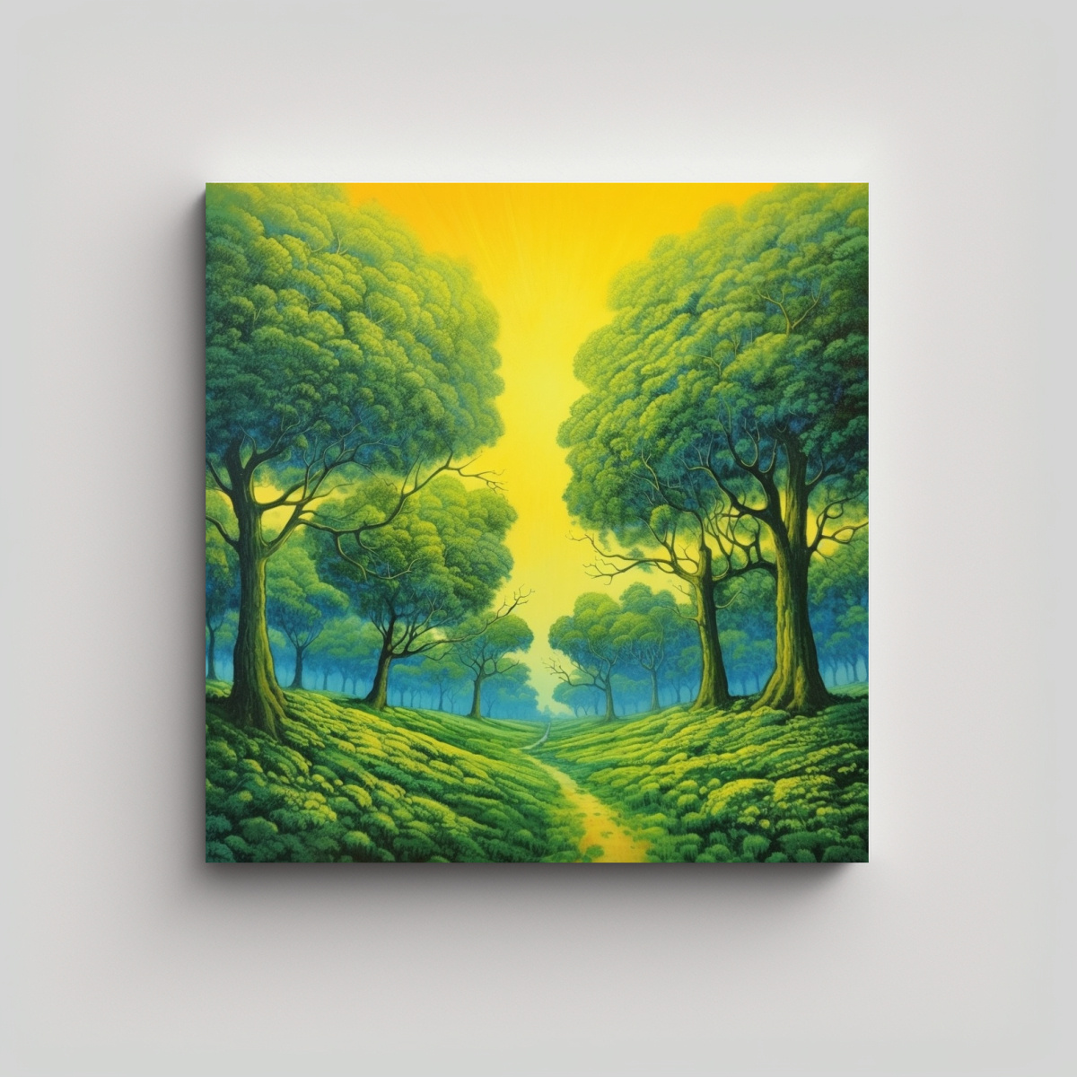 PAISAJES NATURALES: ÁRBOLES VERDES, CIELO AZUL Y 50X50 CM - 1
