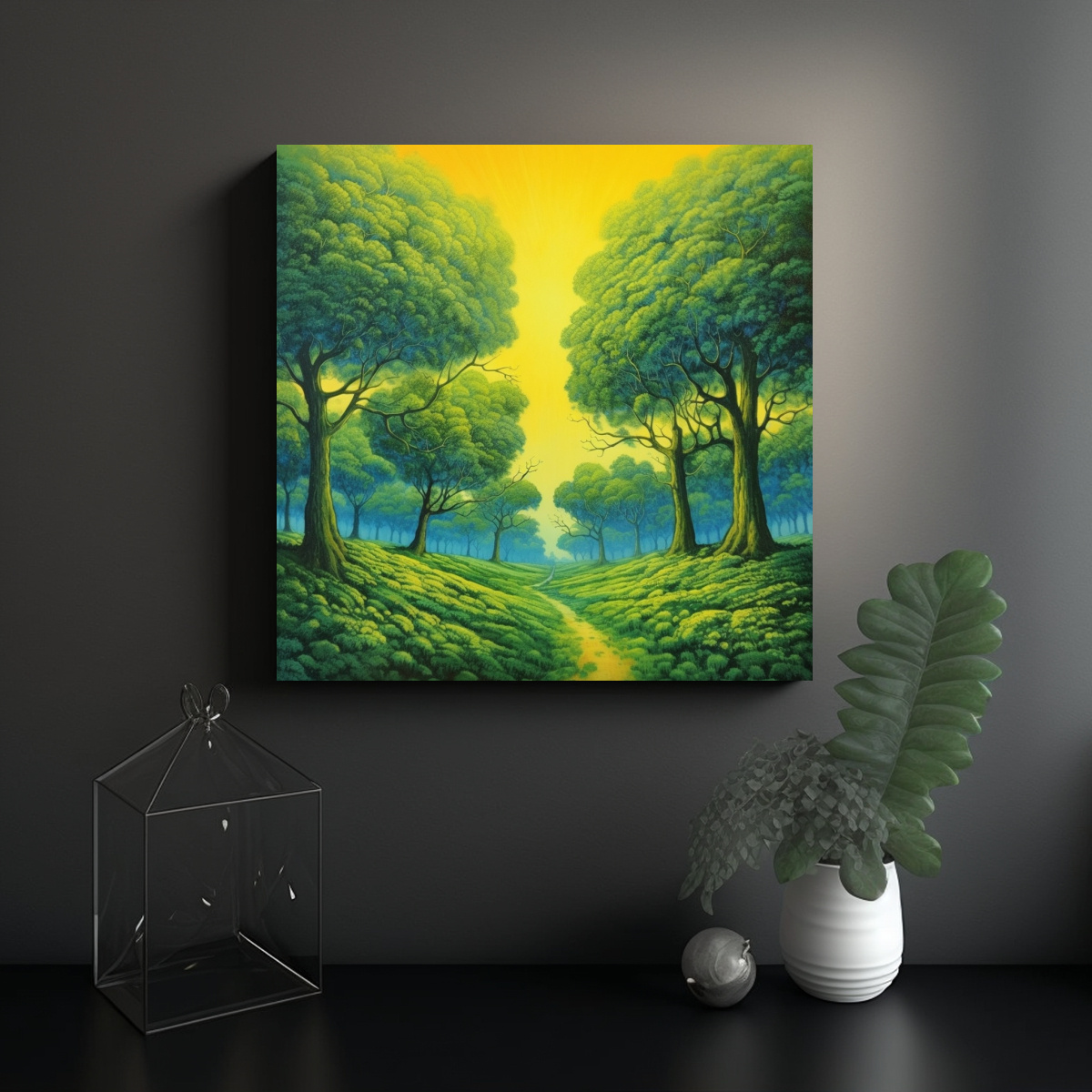 PAISAJES NATURALES: ÁRBOLES VERDES, CIELO AZUL Y 50X50 CM - 2