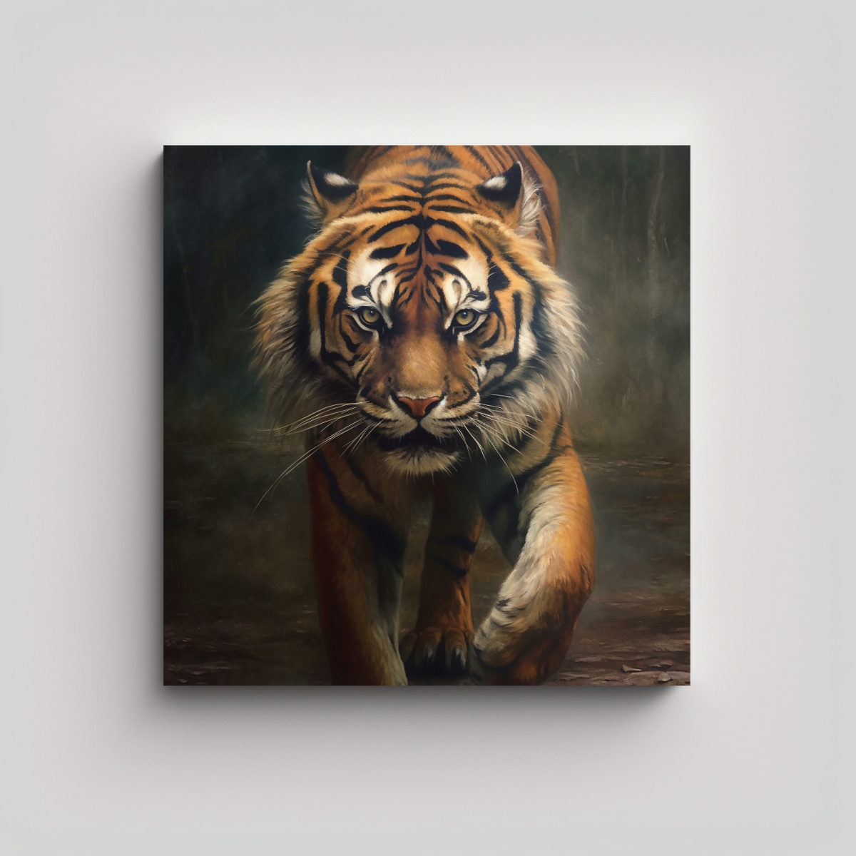 CUADRO DE TIGRE REALISTA CAMINANDO HACIA AQUÍ 30X30 CM - 1