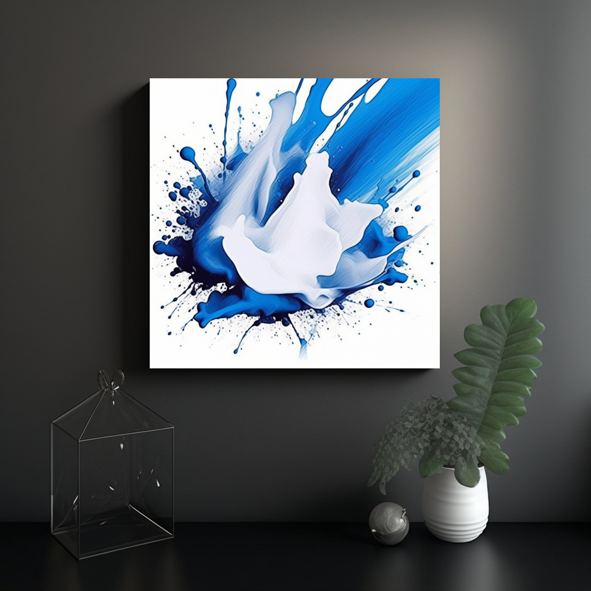 CUADRO TELA EXCLUSIVO TONOS AZUL Y BLANCO PARA 50X50 CM - 2