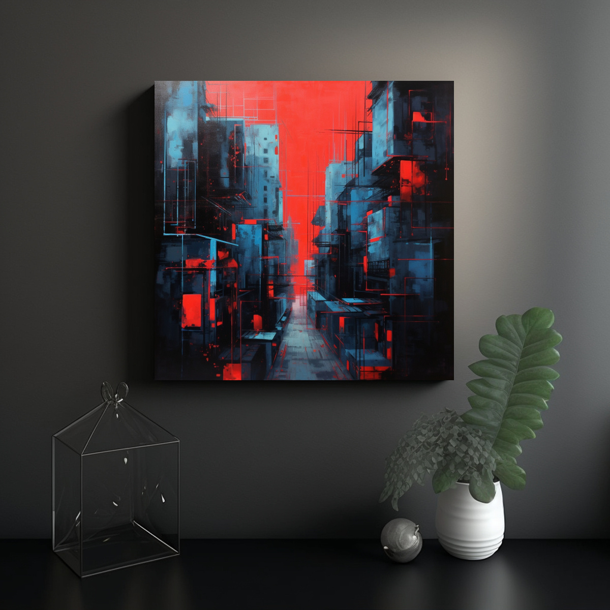 PINTURAS DECORATIVAS EN CUADRADO CON ESQUEMA DE 90X90 CM - 2