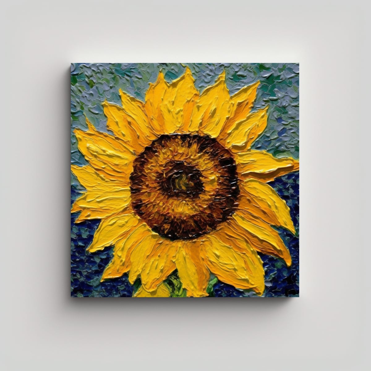 PINTURAS DECORATIVAS DE GIRASOL ESTILO VAN GOGH, 70X70 CM - 1