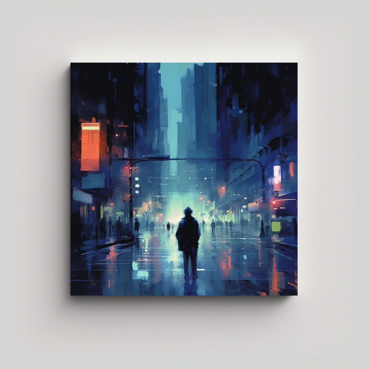 PINTURA CUADRADA ARMONÍA NOCTURNA EN LA CIUDAD 100X100 CM - 1