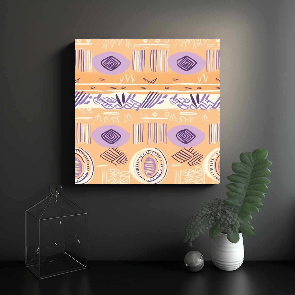 CUADRO EN BASTIDOR CON PATRÓN EN TONOS LAVANDA Y 100X100 CM - 2