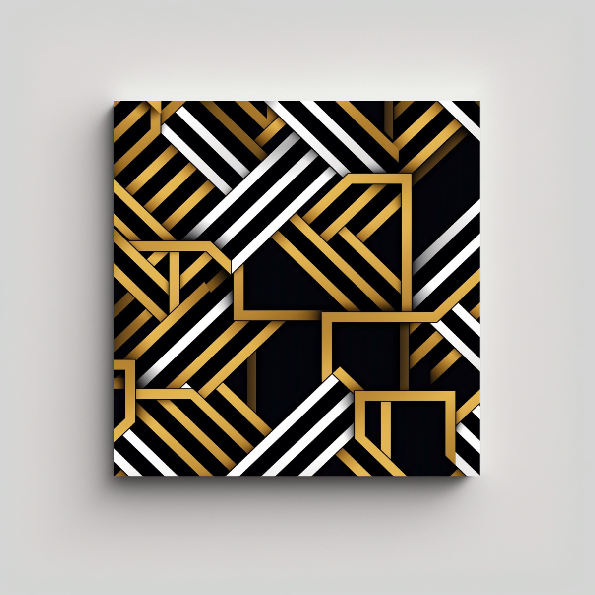 DISEÑO GEOMÉTRICO ELEGANTE EN ORO, BLANCO Y 80X80 CM - 1