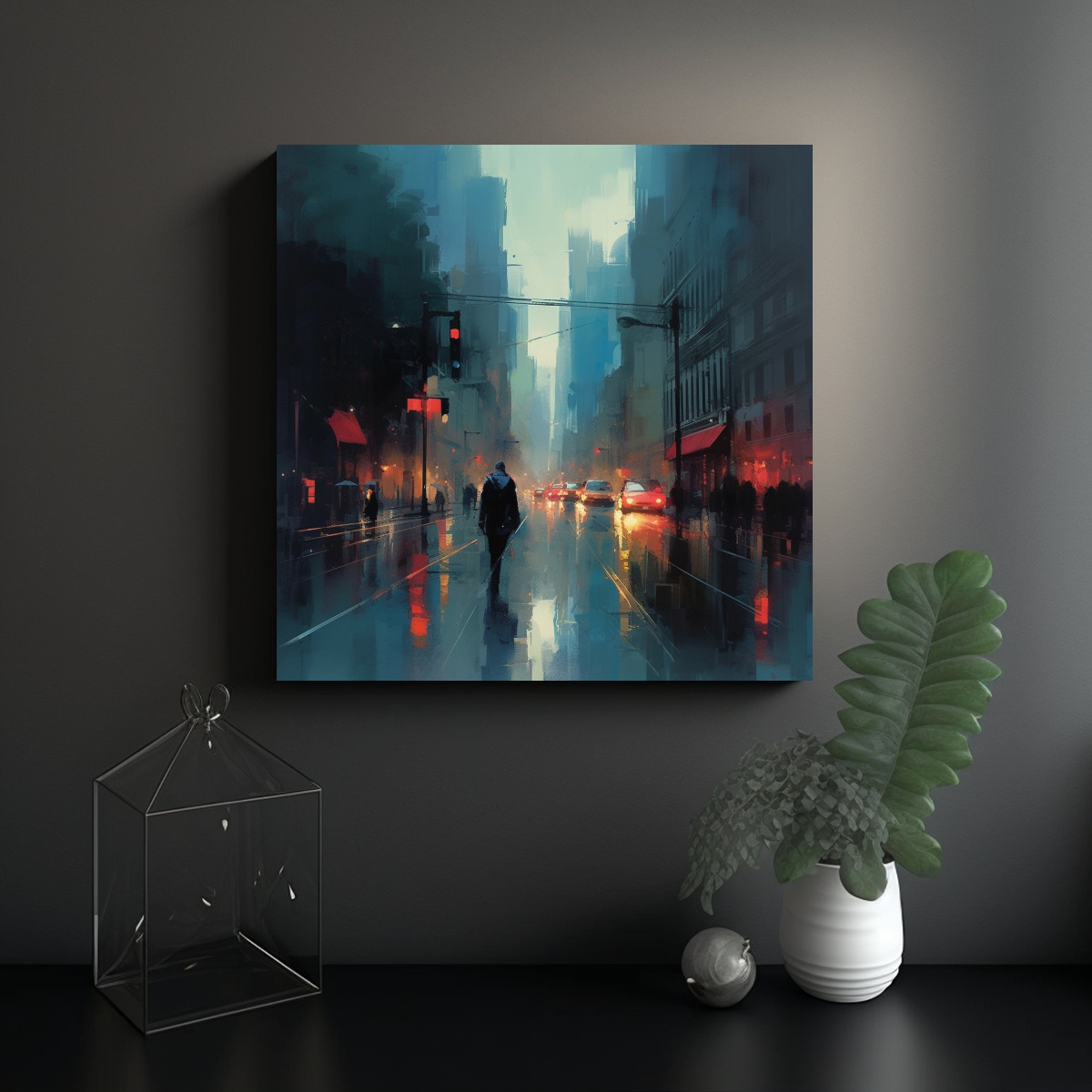 CUADRO DISEÑO SIMPLE ESTILO TRISTEZA INSPIRADO 80X80 CM - 2