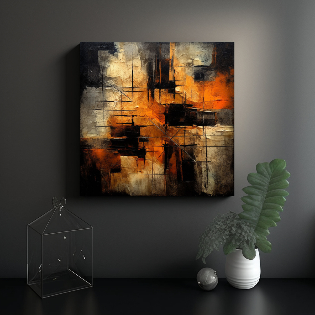 CUADRO ABSTRACTO ARTE EXPRESIÓN VIDA ESTILO 40X40 CM - 2