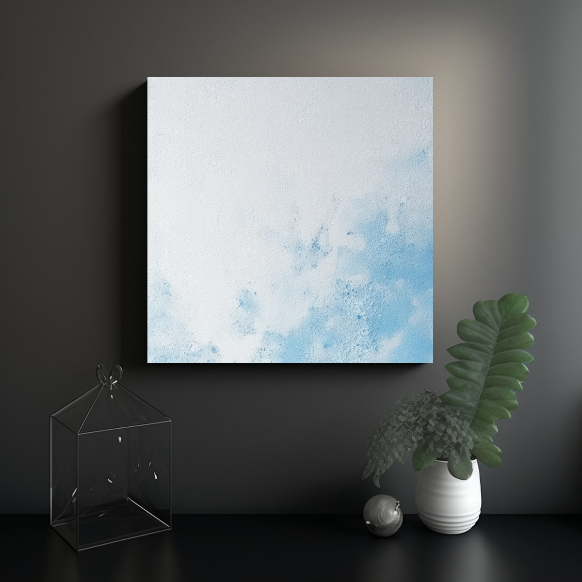 CUADRO IMPRESO ESTRELLADOS AZUL CLARO TEXTURA Y 40X40 CM - 2