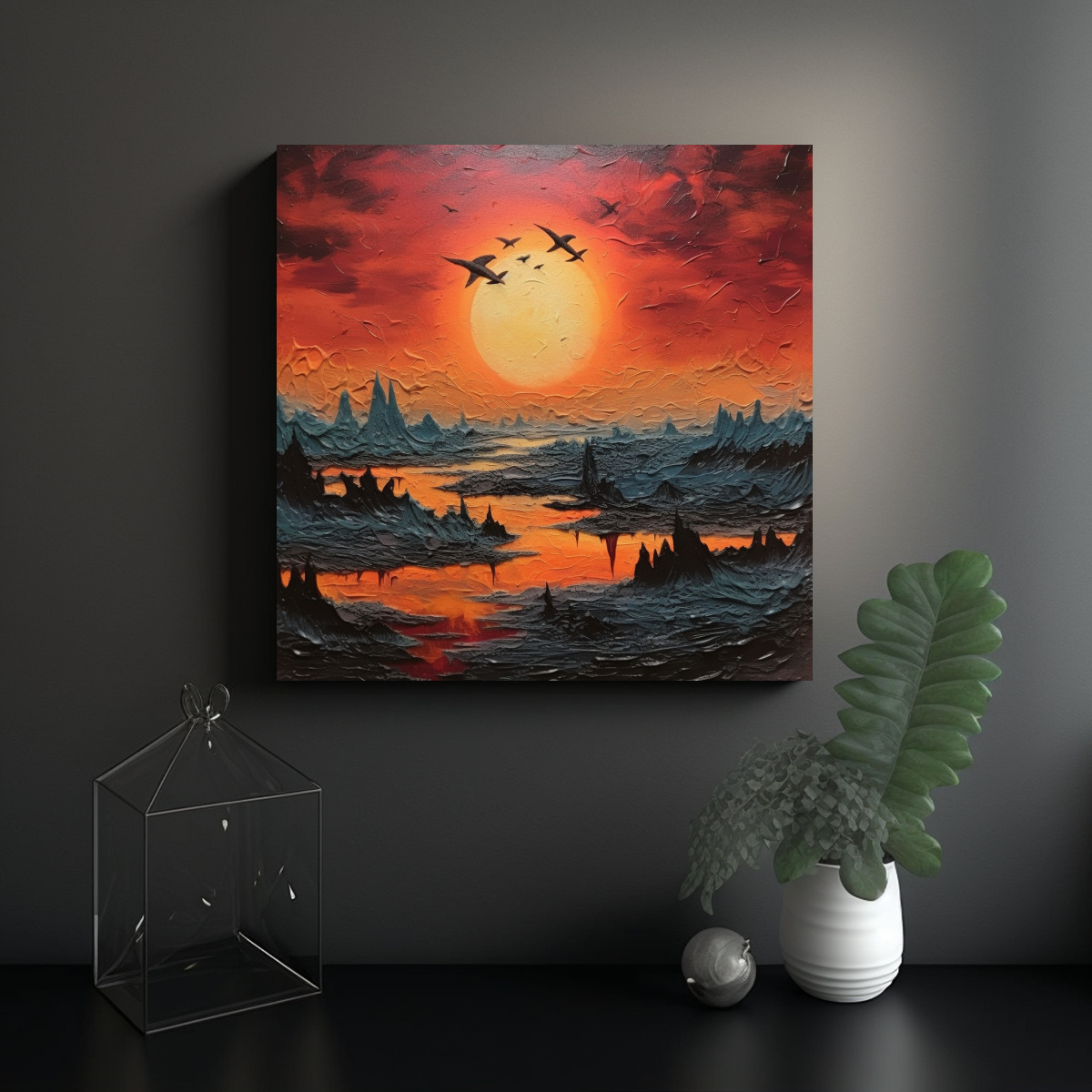 CUADRO DECORATIVO ATARDECER PARA CUARTO: CALIDAD 90X90 CM - 2