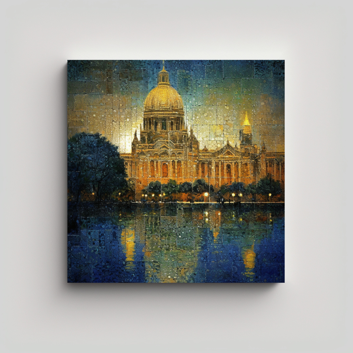 PINTURA LIENZO EDIFICIO IMPRESIONANTE ESTILO 40X40 CM - 1