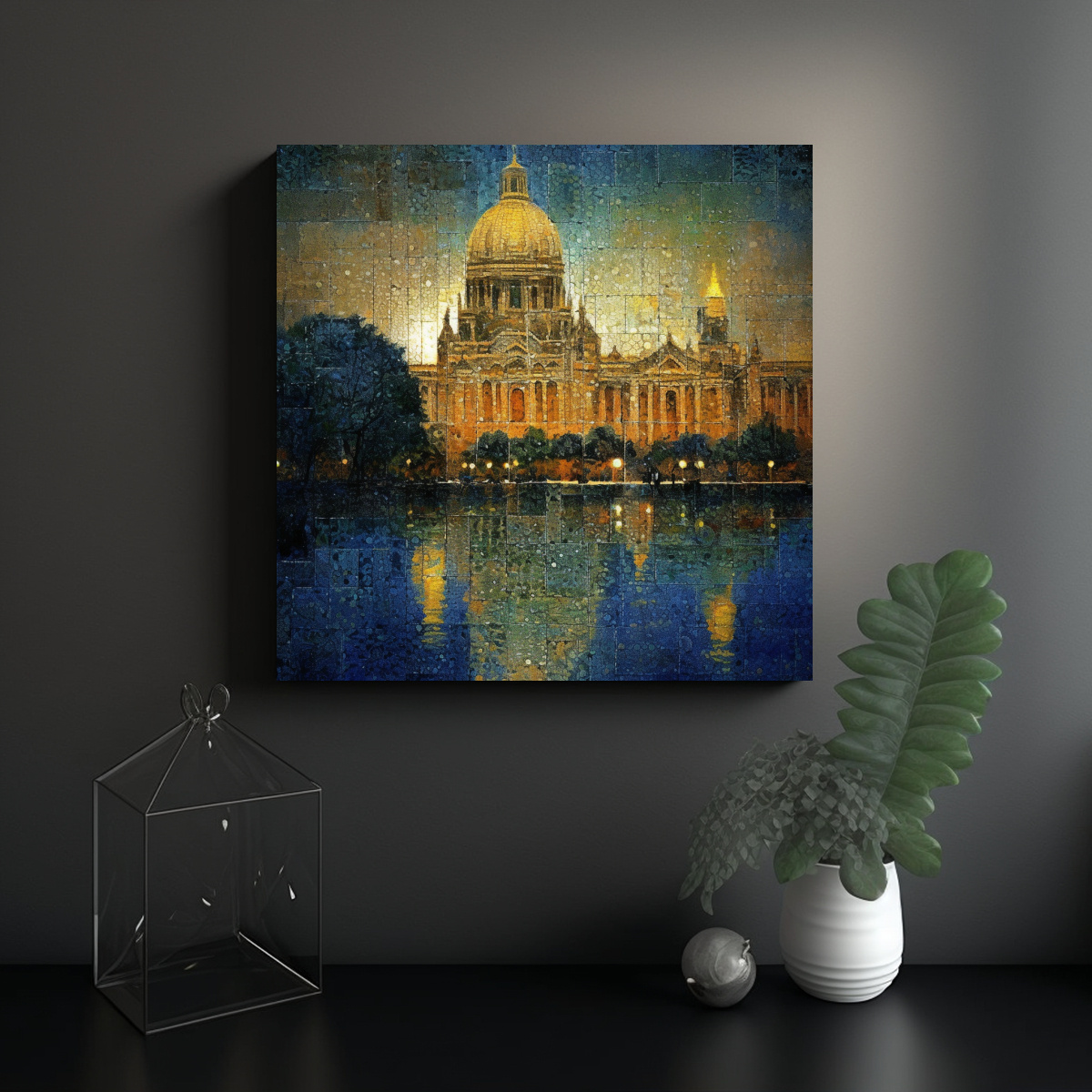 PINTURA LIENZO EDIFICIO IMPRESIONANTE ESTILO 40X40 CM - 2