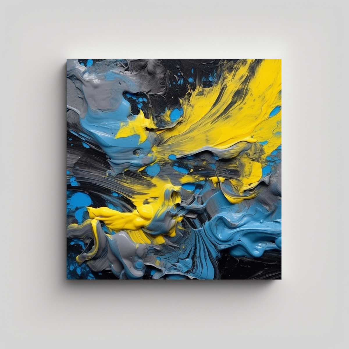 CUADRO COCINA COLORES AMARILLO AZUL NEGRO BLANCO 40X40 CM - 1