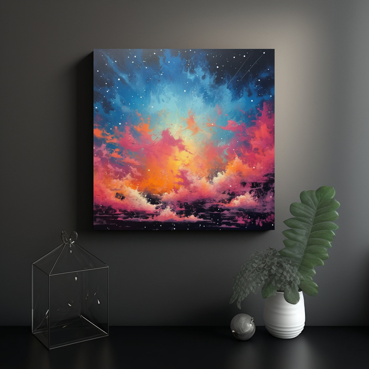 CUADRO ESPECTACULAR CIELO LINDA PINTURA SPRAY 70X70 CM - 2