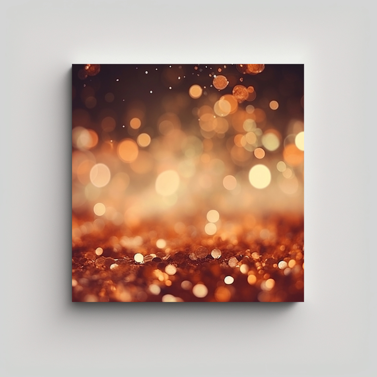 CUADRO ABSTRACTO EN COBRE Y MARRÓN CON LUCES 20X20 CM - 1