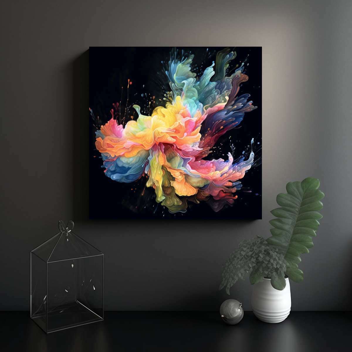PINTURA DECORATIVA ACUARELA EN LIENZO DE ALTA 50X50 CM - 2