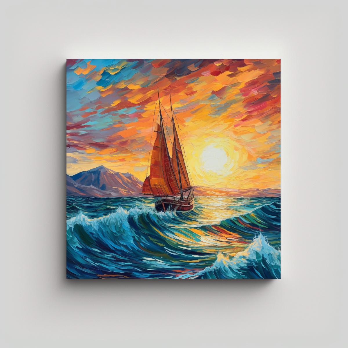 CUADRO DECORATIVO: VELERO NAVEGANDO HACIA LA 90X90 CM - 1