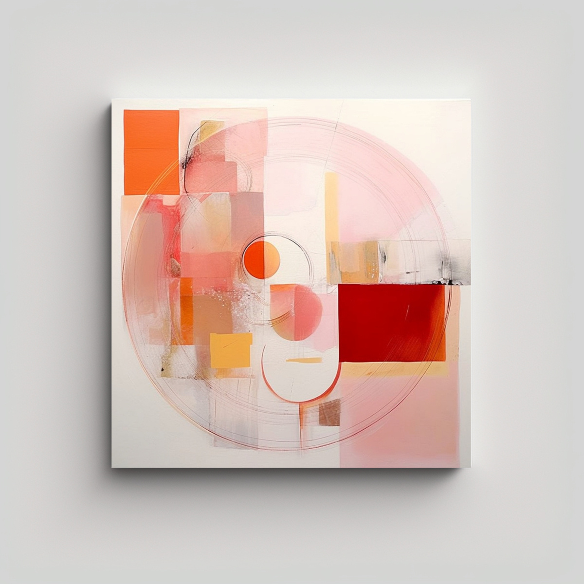CUADRO MODERNO CLÁSICO: FORMA CIRCULAR ROSA CON 40X40 CM - 1