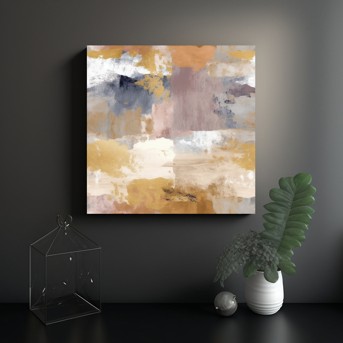CUADRO ABSTRACTO TEXTURA TELA LÍNEAS FINAS 50X50 CM - 2