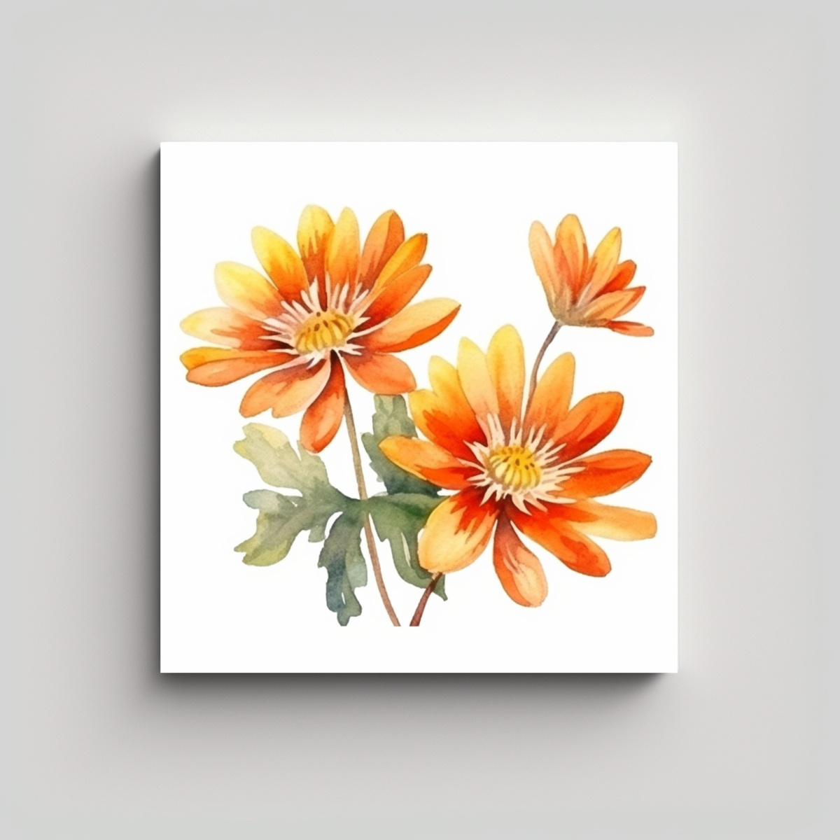 PINTURA ACUARELA DE FLORES DE ASHOKA HÚMEDAS 20X20 CM - 1