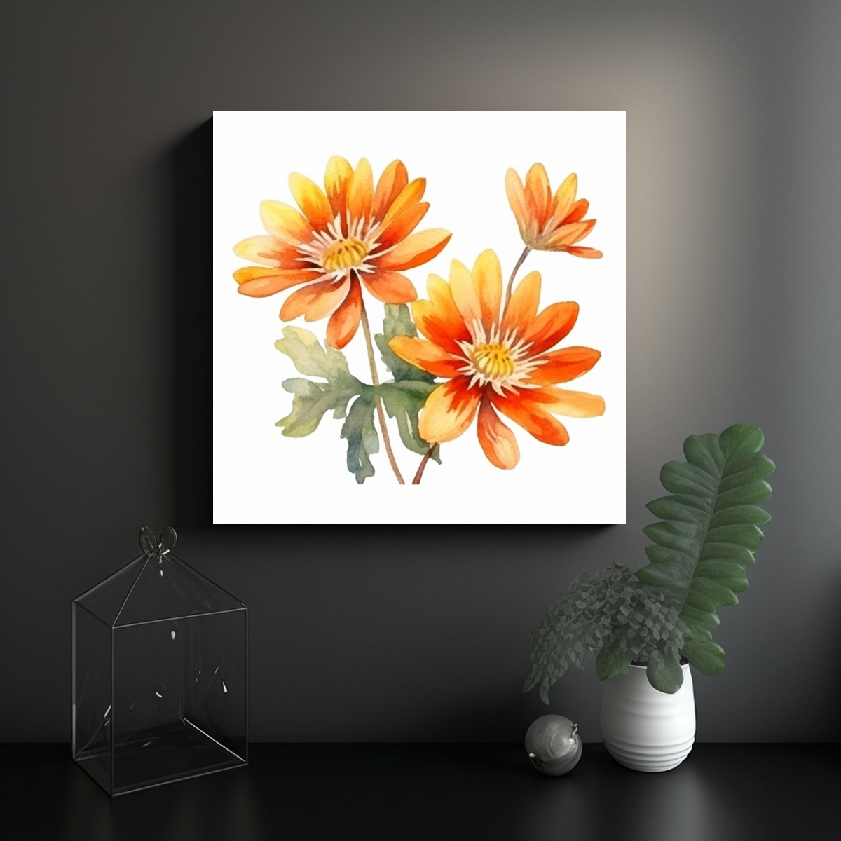 PINTURA ACUARELA DE FLORES DE ASHOKA HÚMEDAS 20X20 CM - 2