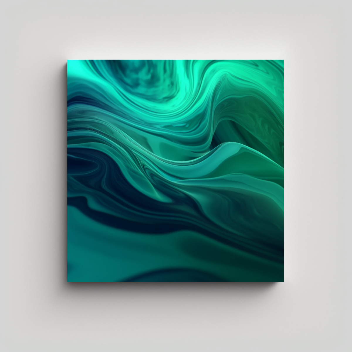 CUADRO ABSTRACTO VINTAGE RELIEVE EN TONOS VERDE Y 70X70 CM - 1