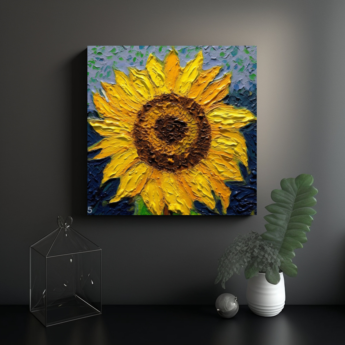 PINTURA SOBRE LIENZO DE GIRASOLES ESTILO VAN GOGH 100X100 CM - 2