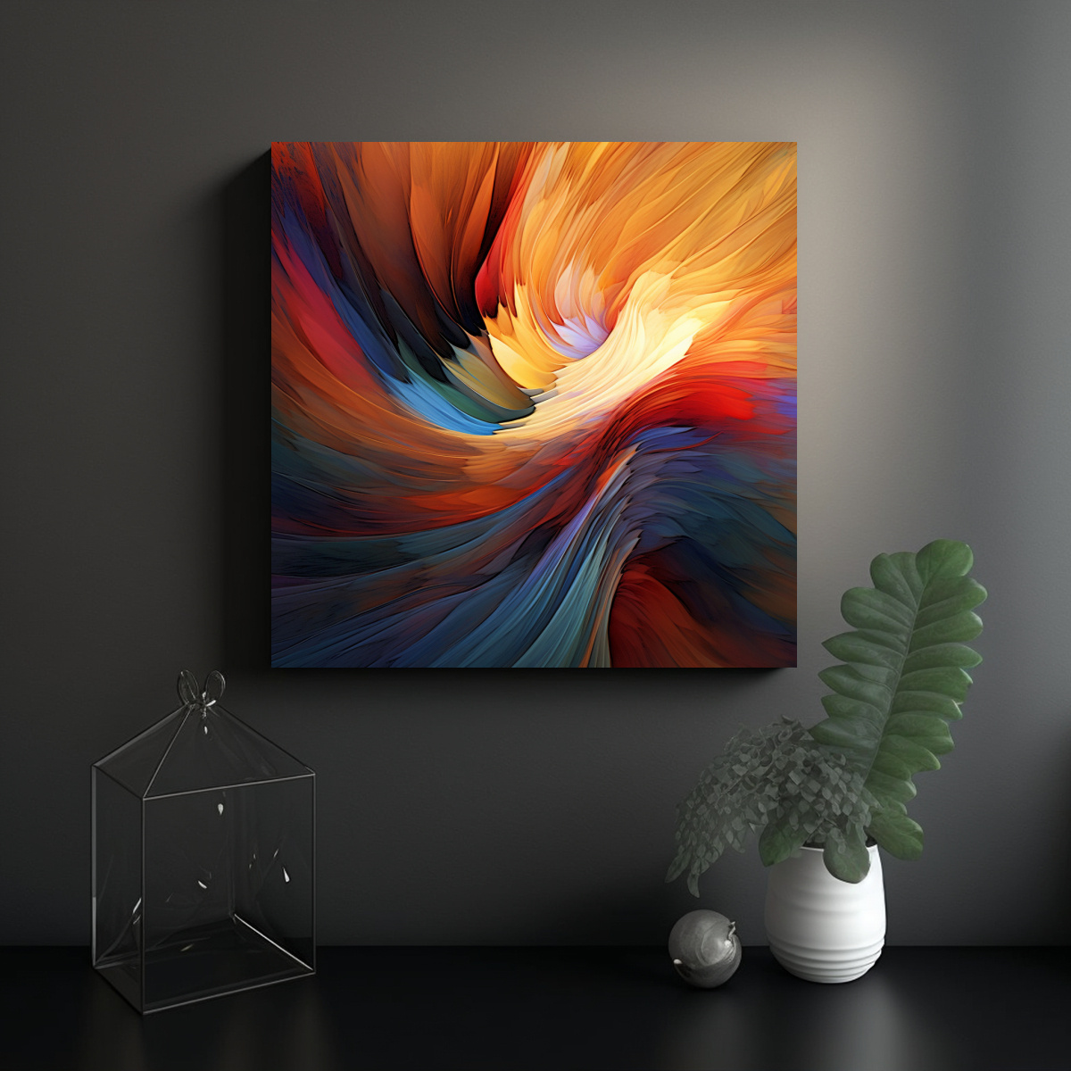 CUADRO ABSTRACTO DIGITAL: CALIDEZ Y RONIN EN 50X50 CM - 2